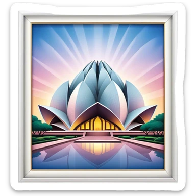 Cinematic Realistic Lotus Temple Landmark Emoji, showcasing the modern architectural marvel with petal‚Äêlike structures rendered with dynamic lighting and graceful textures. sticker