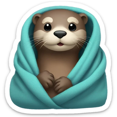 otter cozy in blanket sticker