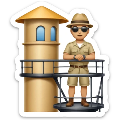 Man looking out of watchtower sticker