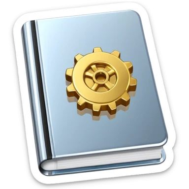 address book with a gear, CRM tool sticker