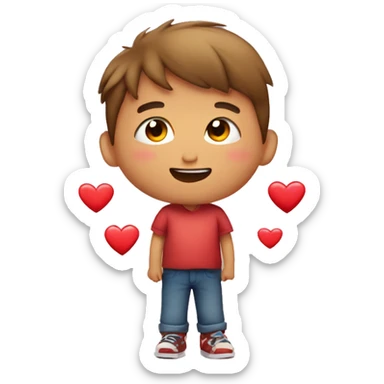 Niño pequeño con corazones  sticker