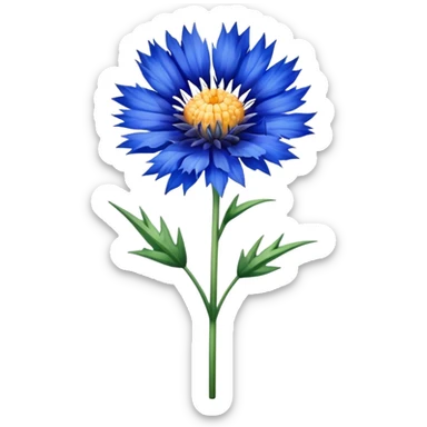 single Cornflower, straight stem sticker