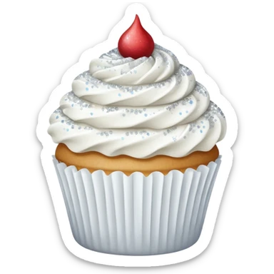 Glitter White Cupcake sticker