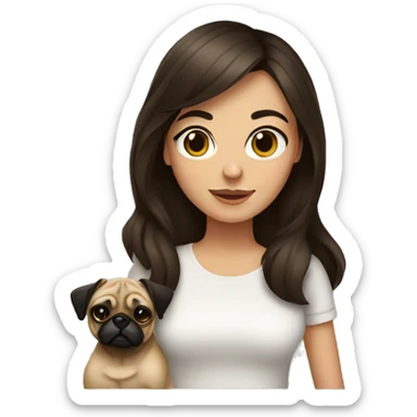 Brunette girl with a Pug  sticker