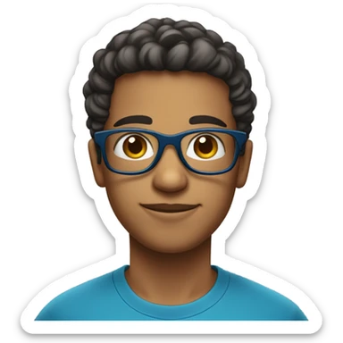 young-brazilian-man-glasses in blue t-shirt sticker