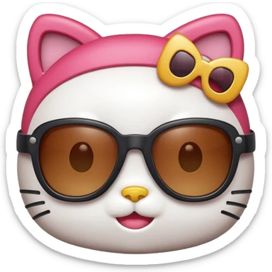 hello kitty with sunglasses smirking sticker