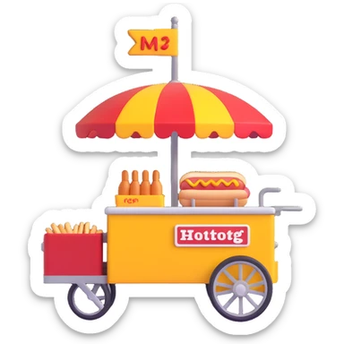 hotdog seller in New York with cart sticker