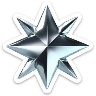 black diamond shiny chrome four-point star diamond sticker