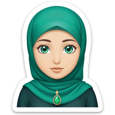 Turkish beautiful finish Konya girl blue eyes with hijab and emerald stone dress sticker