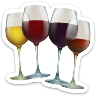 Four glasses of wine different colors sticker