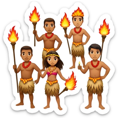 Hawaiian fire dancers sticker