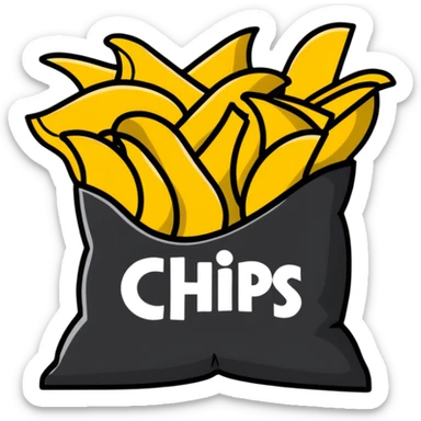 bag of ridged potato chips spilling out sticker