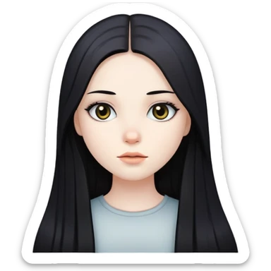 girl with long straight black hair, pale skin, dark eyes sticker