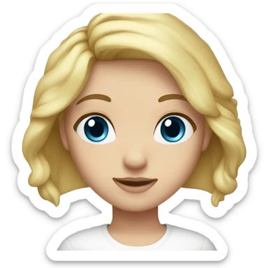 A blonde hair girl with a white shirt and blue eyes less zoomed in sticker