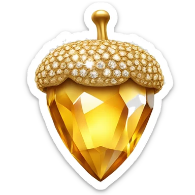 sparkling diamond Acorn like diamond with stem made of gold sticker