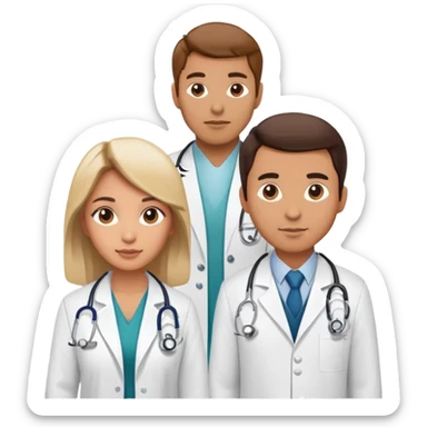 Female doctor and male doctor with medical symbols sticker