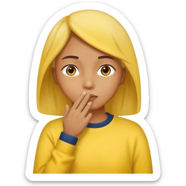 whispering emoji: hand on side of mouth looking behind sticker