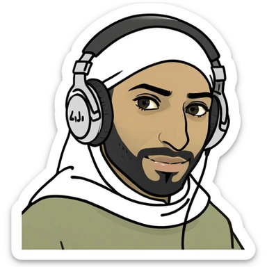 Arab with headphones  sticker