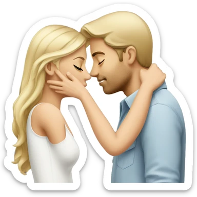 Blond man and brunette woman kissing sticker