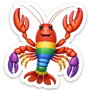 Gay lobster with pride flag happy sticker