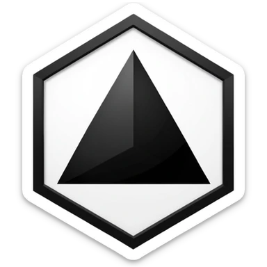 The centerpiece of the structure is a stark white hexagon. Inside the hexagon is a bold black equilateral triangle, perfectly centered. Inside the triangle is a white circle , perfectly centered. Inside the white circle is a bold black square perfectly centered. sticker