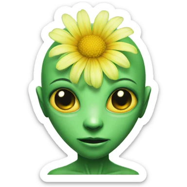 alien with a flower shirt sticker
