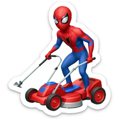 Spider-Man mowing the lawn sticker