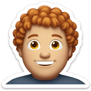 Bading redish curly hair guy chubby smiling sticker