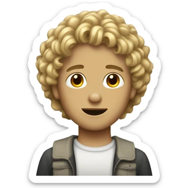 A boy with curly dirty blonde hair sticker