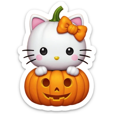 halloween version of hello kitty with pumpkin sticker
