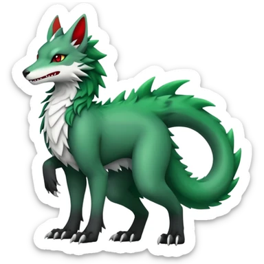 Kawaii Cute Edgy Black Green Red ethereal Fionbri-Vernid-Sergal full body sticker