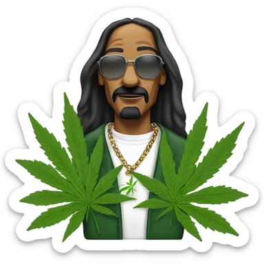 Snoop dog with weed symbols around him sticker