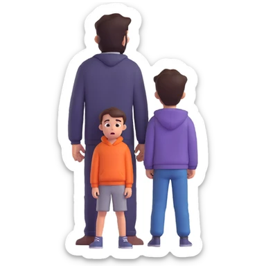 a scared child with a man silhouette behind the back sticker