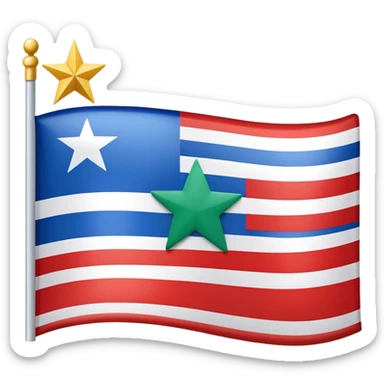 A rectangular flag with three horizontal stripes. The top stripe is green, the middle stripe is blue, and the bottom stripe is red. In the center of the blue stripe, there is a large white five-pointed star. sticker