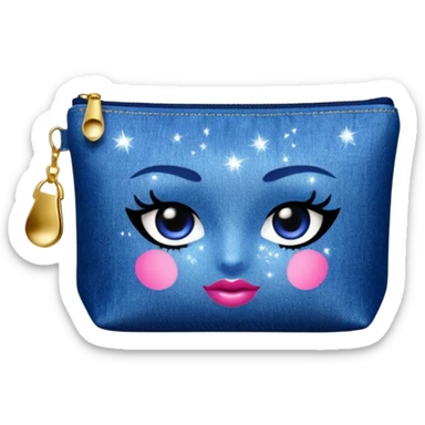 Glittery denim makeup bag sticker