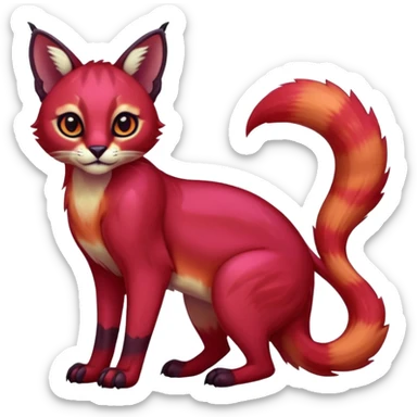 Colorful dark neon pastel gloomy edgy spooky evil tropical ruby exotic cute cool beautiful shiny beautiful fantasy-caracal-civet-genet-sergal-vernid-serval-Gryphon-Cacomistle-Trico-oncilla-animal-Fakémon-hybrid-fursona (full body) sticker