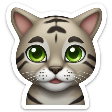 Brown and grey tiger cat with green eyes  sticker