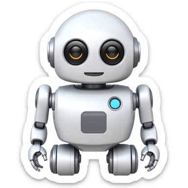 robot old cartoon simple kid toy white innocent funny gudget chatGPT round adorable sticker