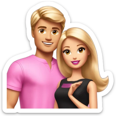 barbie and short haired ken sticker