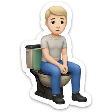 Man about to sit on toilet sticker