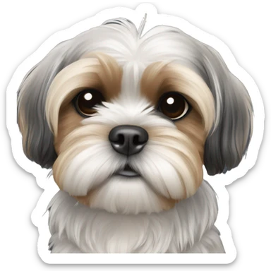 Shih tzu black puppy, yorkie coloring with light eyebrows  sticker