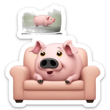 pig watching tv sticker