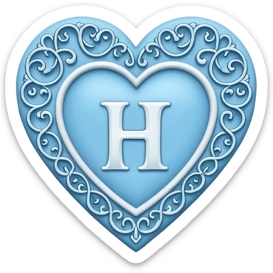 Can you make a baby blue heart with a white letter in the middle in a gothic style, the letter is H sticker