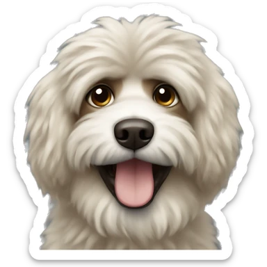 Fluffy Dog all dark cream sticker