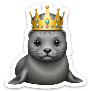 seal wearing a crown sticker