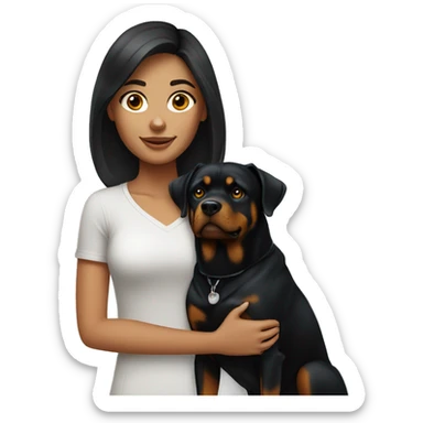 Brunette girl with rottweiler sticker