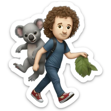 Angus Young from ACDC walking a koala sticker