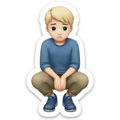 sad boy full body crouched down sticker