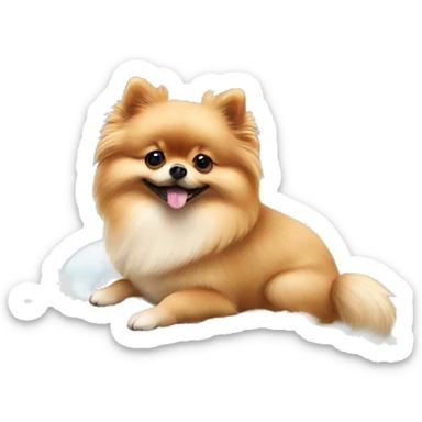 Pomeranian sitting on cloud sticker