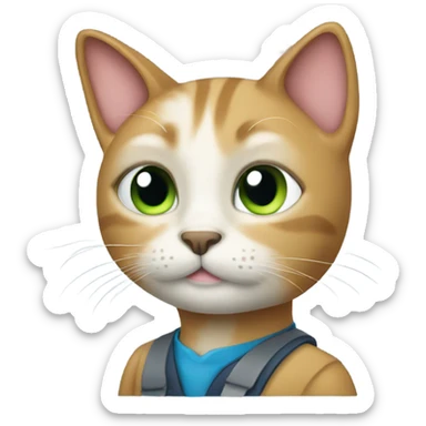 Cat with a job sticker